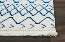 Load image into Gallery viewer, Nourison Kamala DS500 White and Blue 8&#39; Runner Hallway Rug DS500 White/Blue
