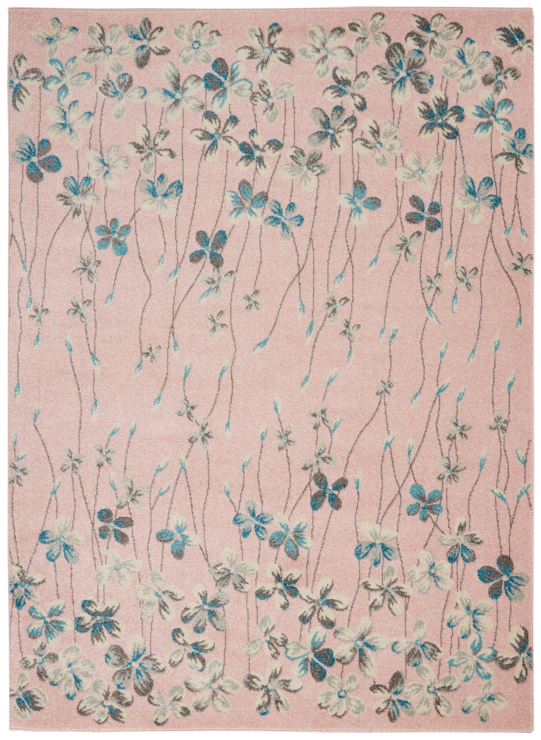 Nourison Tranquil TRA04 Pink 6'x9' Floral Area Rug TRA04 Pink