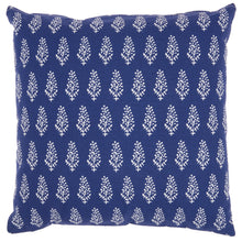 Load image into Gallery viewer, Mina Victory Life Styles Printed Leaves Navy Throw Pillow SS910 18&quot; x 18&quot;
