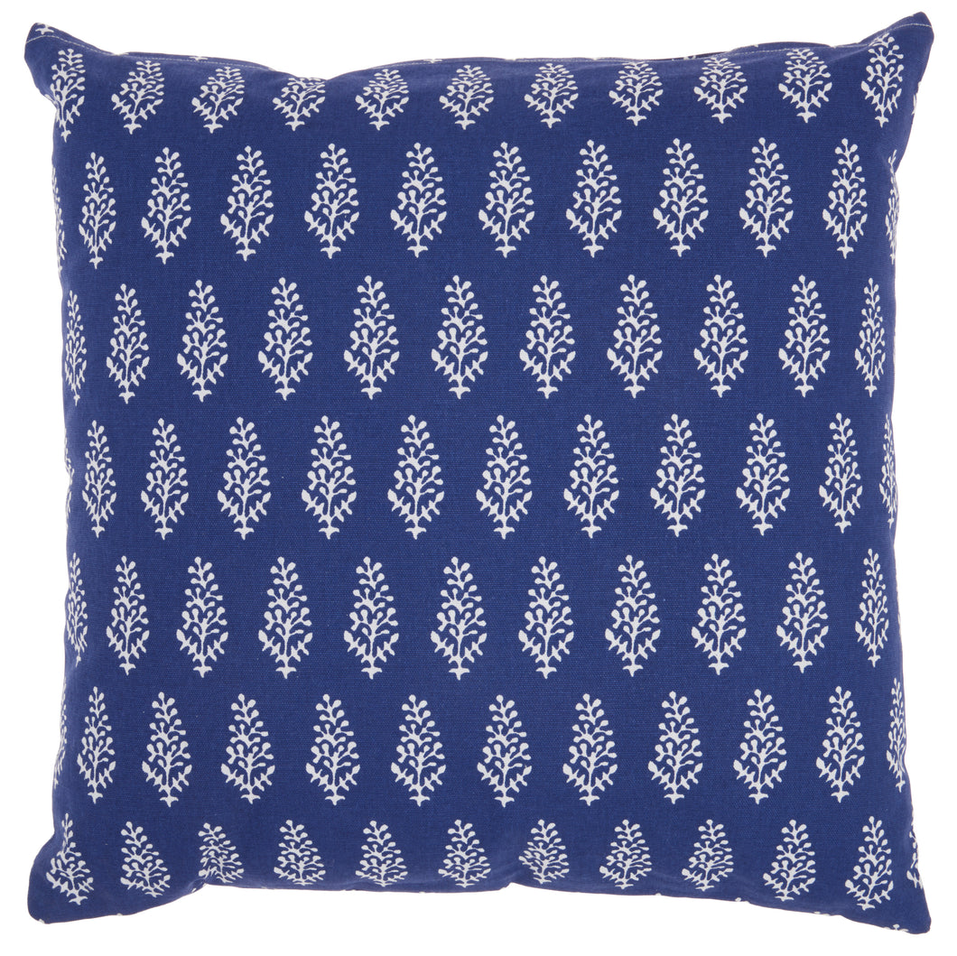 Mina Victory Life Styles Printed Leaves Navy Throw Pillow SS910 18
