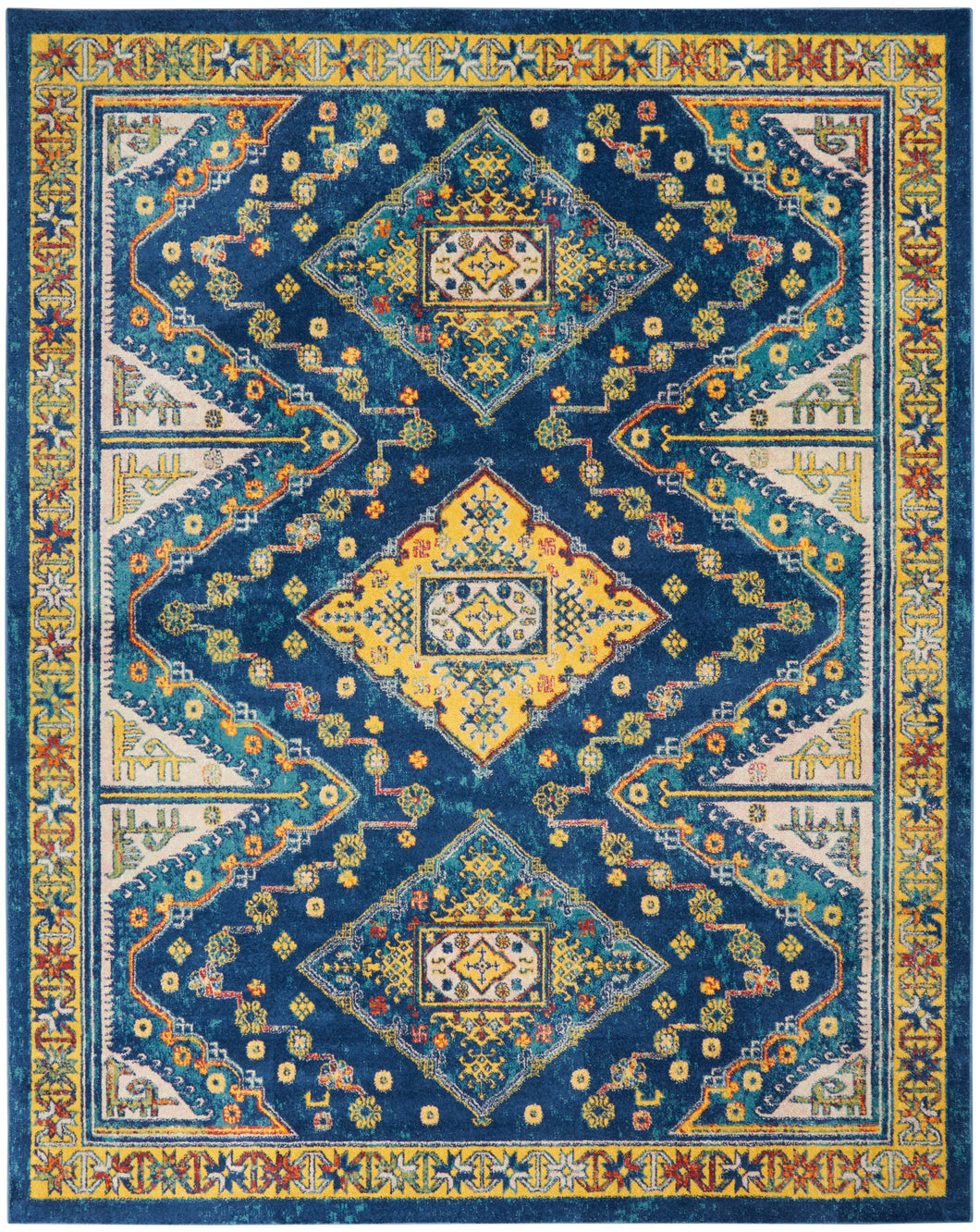 Nourison Allur 9' x 12' Navy Multicolor Area Rug ALR02 Navy Multicolor