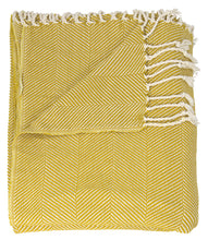 Load image into Gallery viewer, Mina Victory Throw Organic Cotton Throw Mustard Throw Blanket SZ008 50&quot; x 70&quot;
