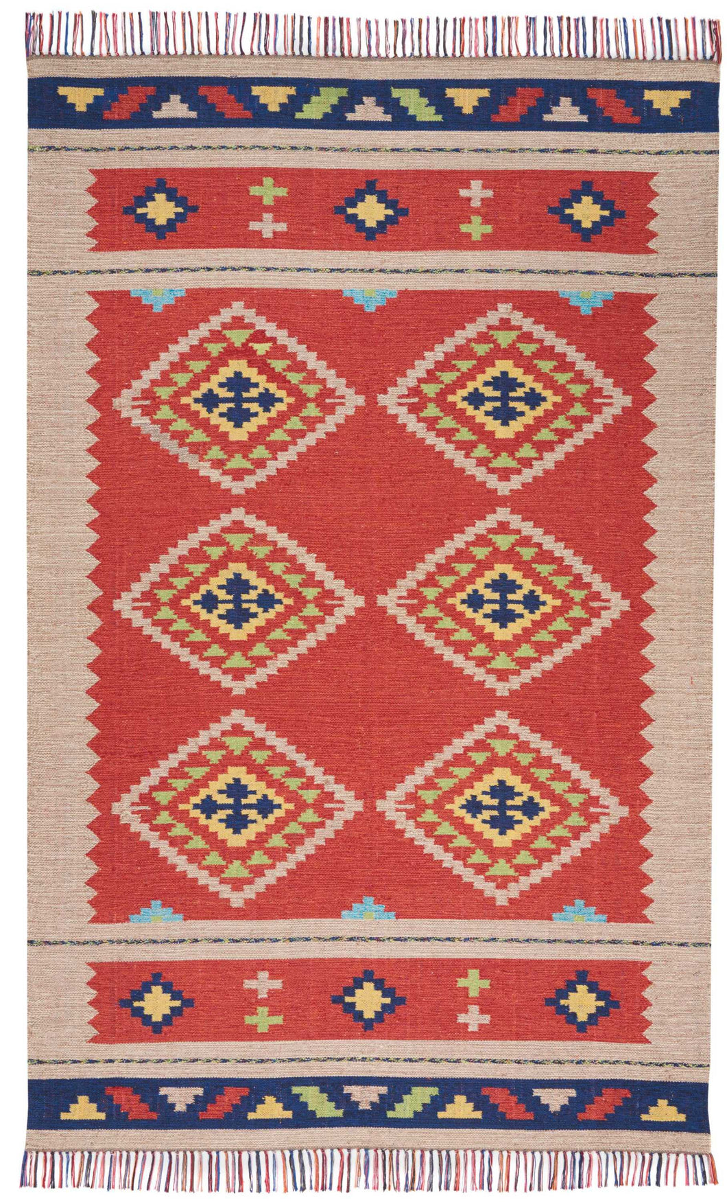 Nourison Baja BAJ02 Red and Black 4'x6' Southwestern Area Rug BAJ02 Red/Beige