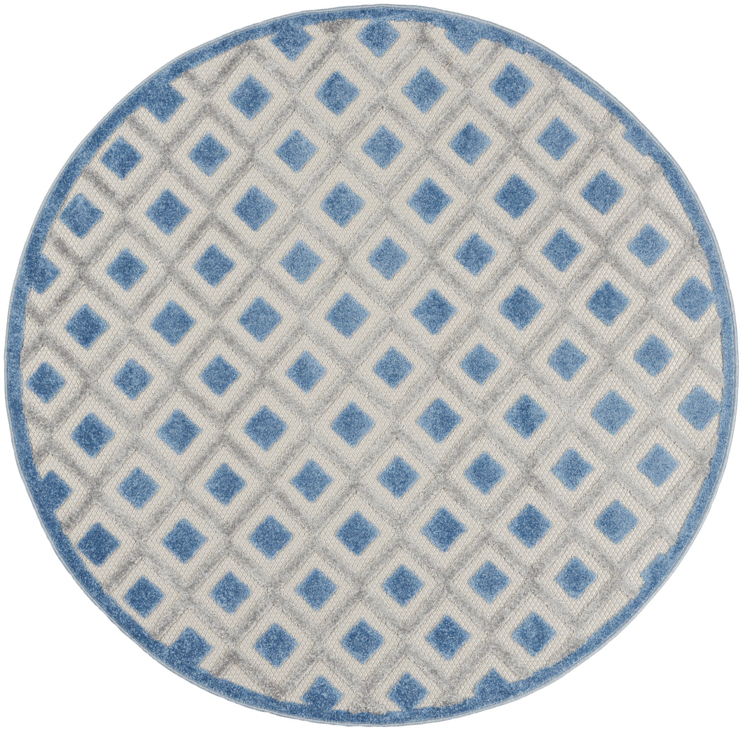 Nourison Aloha 5' Round Area Rug ALH26 Blue/Grey