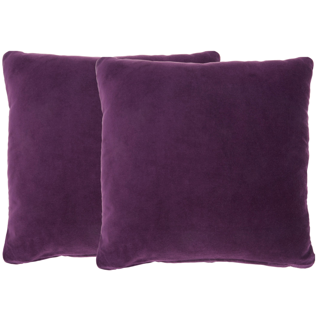 Nourison Life Styles Solid Velvet Purple 2 Pack Pillow Covers SS999 16