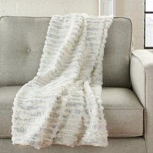 Load image into Gallery viewer, Mina Victory Fur Foil Stripes Faux Fur Ivory Silver Throw Blanket VV006 50&quot; x 60&quot;

