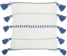Load image into Gallery viewer, Mina Victory Life Styles Braided Stripes Tassels Blue Throw Pillow SH037 20&quot;X20&quot;
