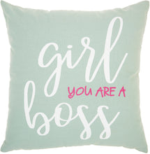 Load image into Gallery viewer, Nourison Trendy, Hip, New-Age Girl You Are A Boss Multicolor Throw Pillow RN952 18&quot; x 18&quot;
