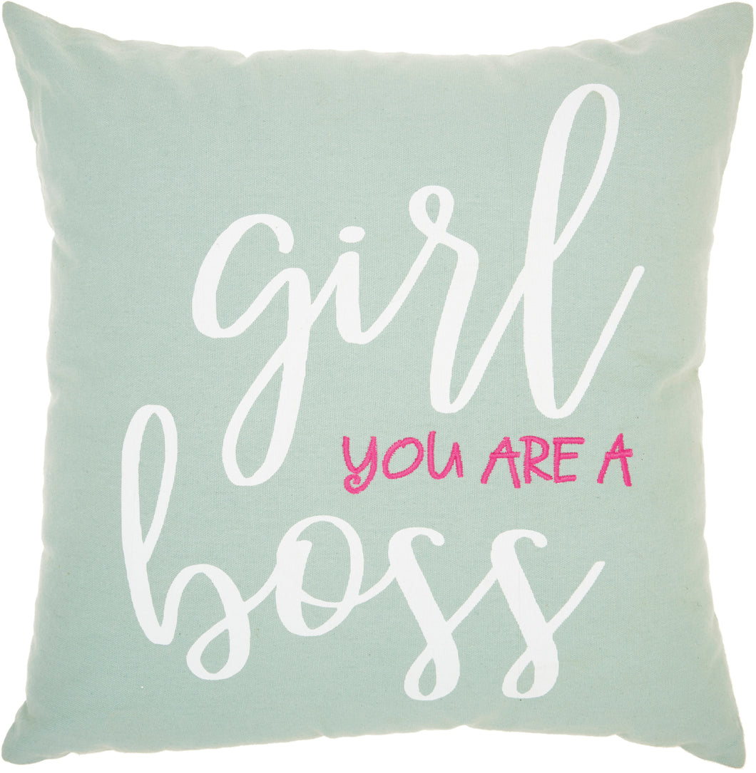 Nourison Trendy, Hip, New-Age Girl You Are A Boss Multicolor Throw Pillow RN952 18