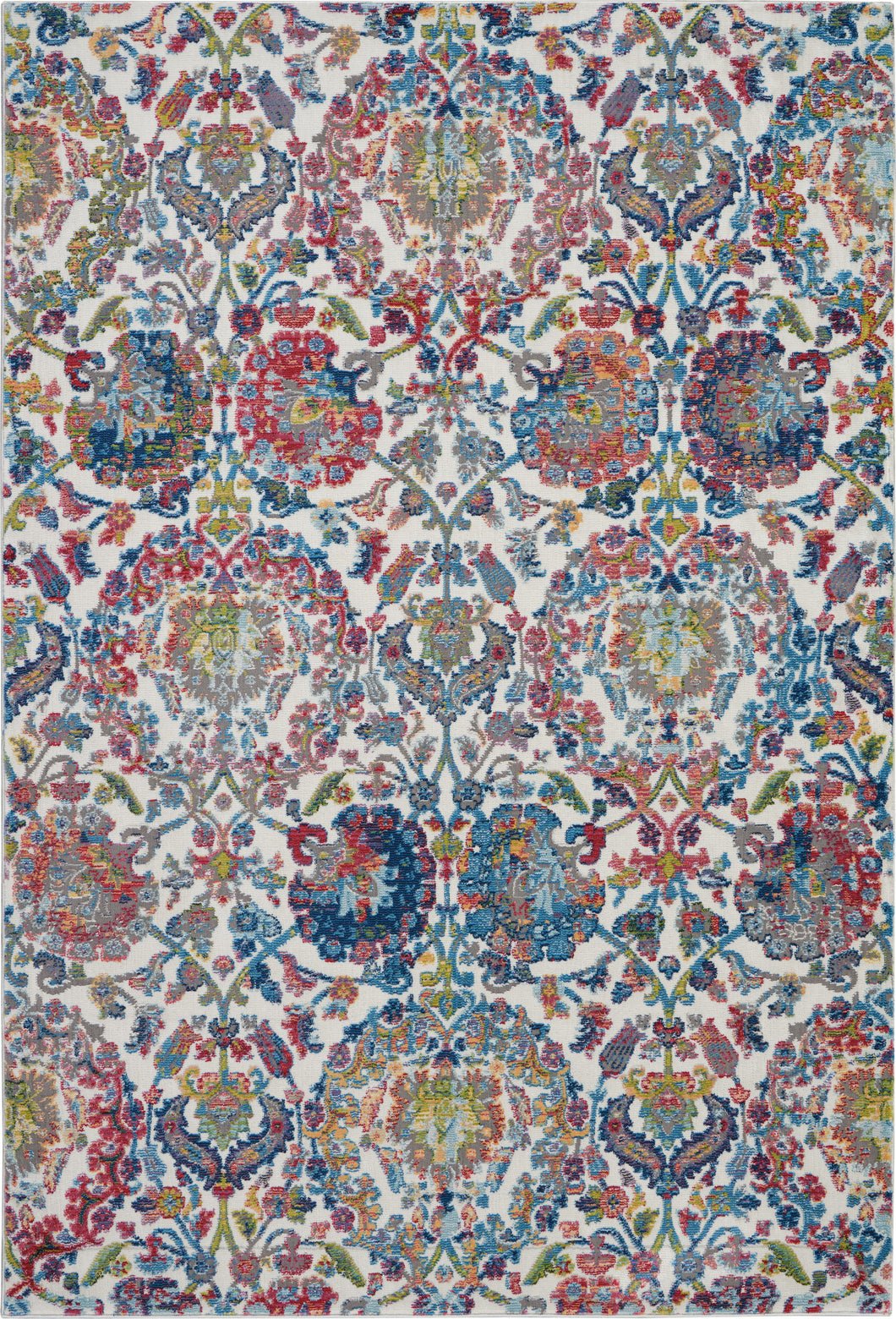 Nourison Ankara Global ANR06 Blue and Ivory 5'x8' French Country Area Rug ANR06 Ivory/Blue