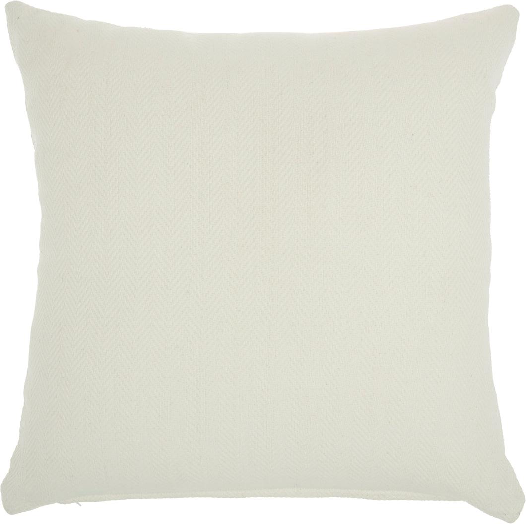 Mina Victory Herringbone Solid Indoor/Outdoor Ivory Throw Pillow SS901 18