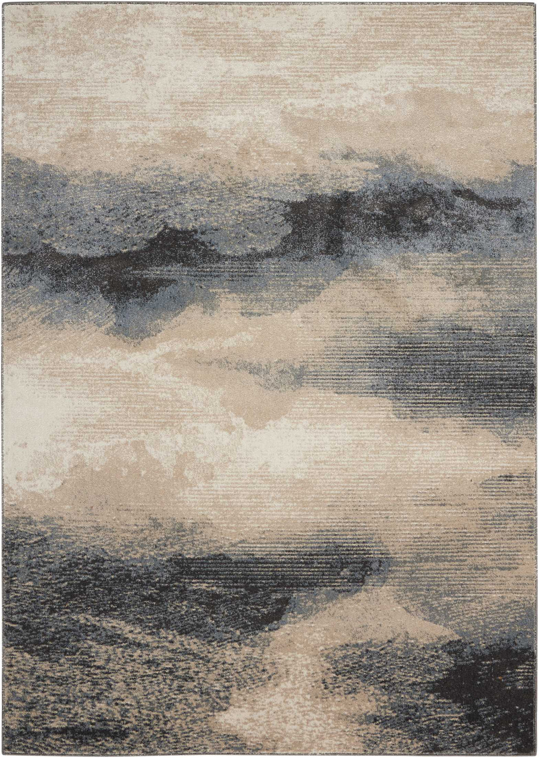 Nourison Maxell MAE06 Grey and Ivory 9'x13' Oversized Stormcloud Rug MAE06 Flint
