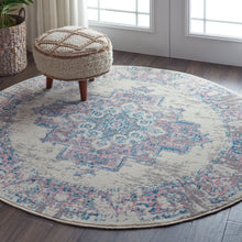 Load image into Gallery viewer, Nourison Grafix GRF14 White and Pink 5&#39; Round Persian Area Rug GRF14 Ivory/Pink
