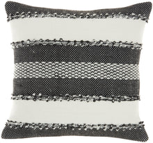 Load image into Gallery viewer, Mina Victory Outdoor Pillows Woven Stripes &amp; Dots Black Throw Pillow VJ088 18&quot;X18&quot;
