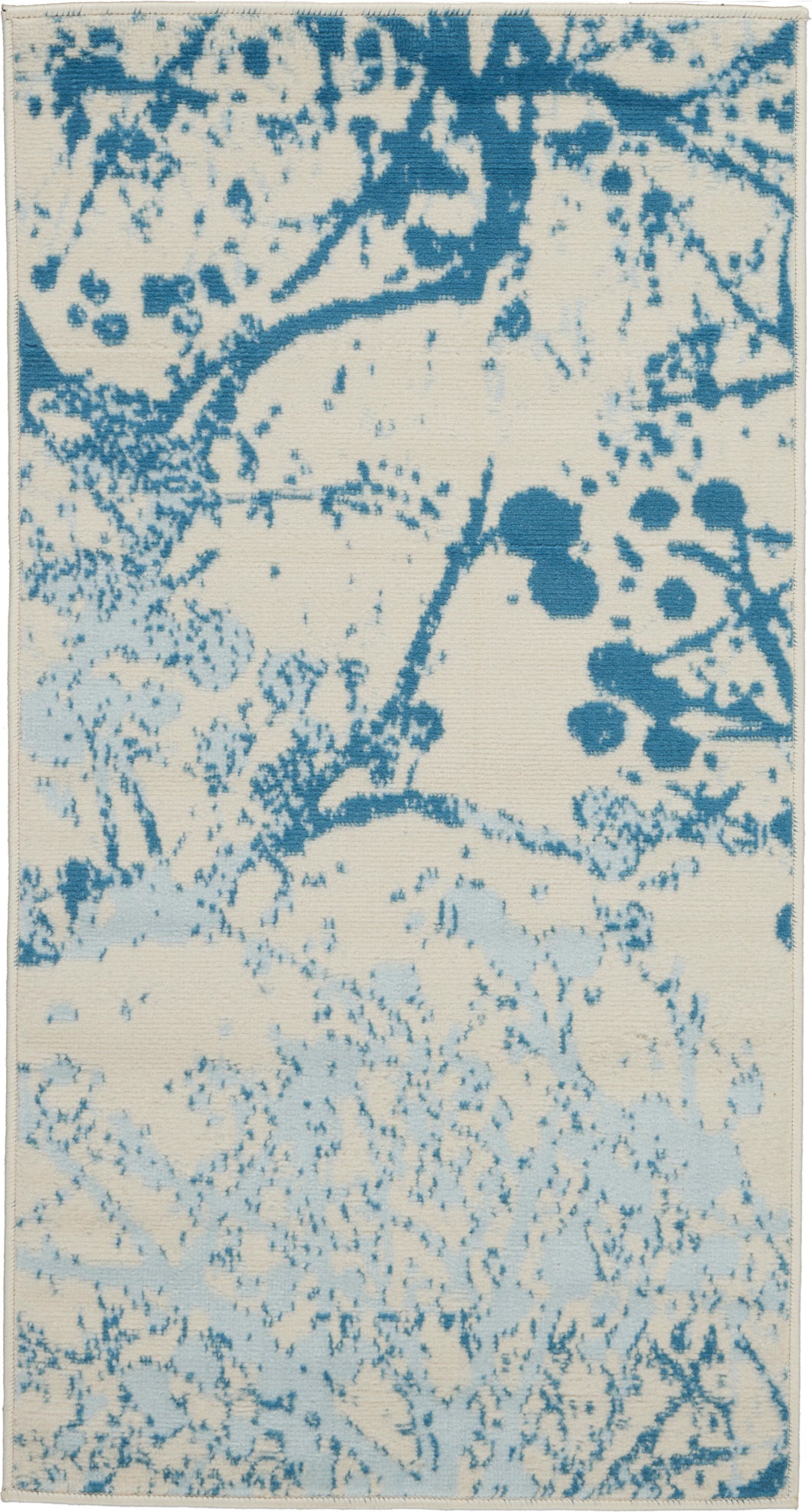 Nourison Jubilant 2' x 4' Small White and Blue Nature-inspired Area Rug JUB12 Ivory/Blue