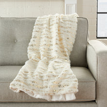 Load image into Gallery viewer, Mina Victory Fur Foil Stripes Faux Fur Ivory Gold Throw Blanket VV006 50&quot; x 60&quot;
