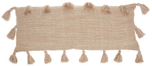 Load image into Gallery viewer, Mina Victory Life Styles Woven with Tassels Beige Throw Pillow DL005 13&quot; x 33&quot;
