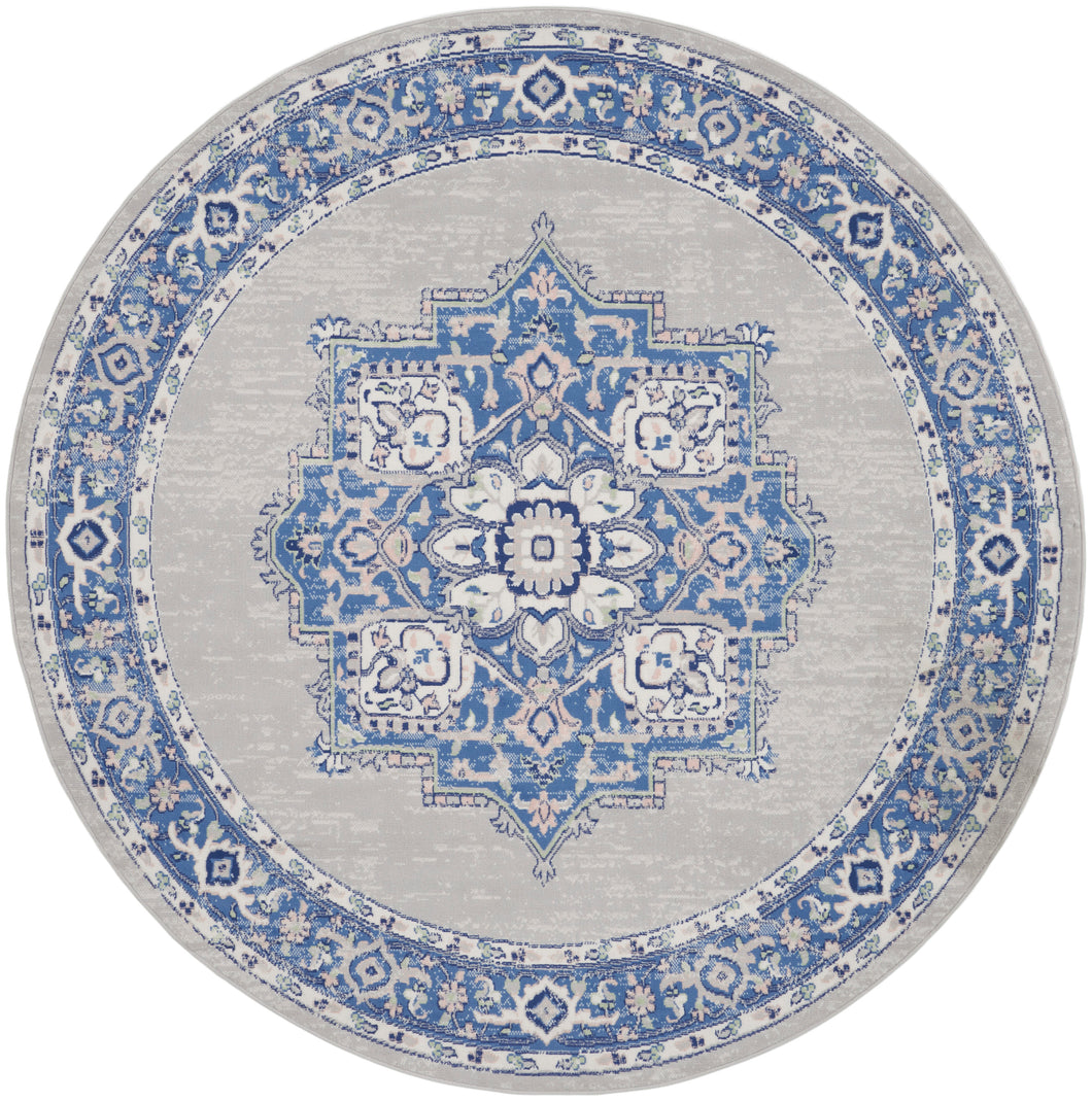 Nourison Whimsicle 8' Round Area Rug WHS03 Grey Blue