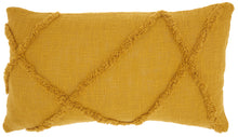 Load image into Gallery viewer, Mina Victory Life Styles Distressed Diamond Mustard Throw Pillow SH018 14&quot; x 24&quot;
