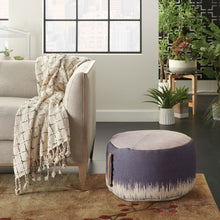 Load image into Gallery viewer, Mina Victory Life Styles Plum Stonewash Drum Pouf AS263 20&quot; x 20&quot; x 12&quot;
