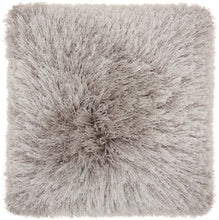 Load image into Gallery viewer, Mina Victory Yarn Shimmer Light Grey Shag Throw Pillow TL004 20&quot; x 20&quot;
