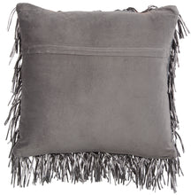 Load image into Gallery viewer, Mina Victory Shag Metallic Ribbon Shag Pewter Throw Pillow DC017 20&quot;X20&quot;
