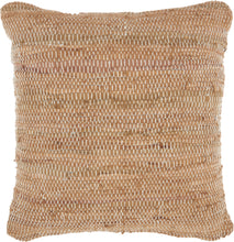 Load image into Gallery viewer, Nourison Natural Leather Hide Woven Leather Clay Throw Pillow DL505 20&quot; x 20&quot;
