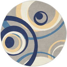 Load image into Gallery viewer, Nourison Grafix GRF21 5&#39; Round Grey and Blue Area Rug
