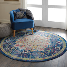 Load image into Gallery viewer, Nourison Ankara Global ANR03 Blue 6&#39; Round Oushak Area Rug ANR03 Blue
