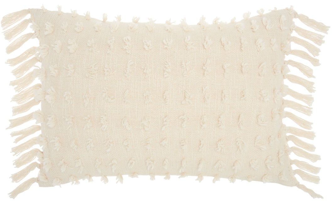 Mina Victory Life Styles Cut Fray Texture Cream Throw Pillow GT037 14