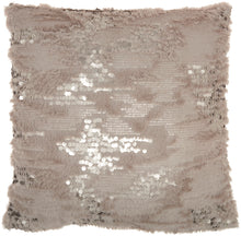 Load image into Gallery viewer, Mina Victory Sofia Faux Fur Sequins Grey Throw Pillow VV212 20&quot;X20&quot;
