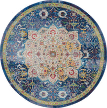 Load image into Gallery viewer, Nourison Ankara Global ANR03 Blue 6&#39; Round Oushak Area Rug ANR03 Blue
