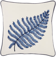Load image into Gallery viewer, Mina Victory Royal Palm Fern Leaf Indigo Throw Pillow NS250 16&quot;X16&quot;
