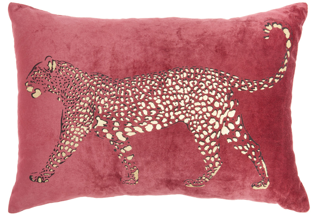 Mina Victory Luminecence Metallic Leopard Burgundy Pillow AC203 14