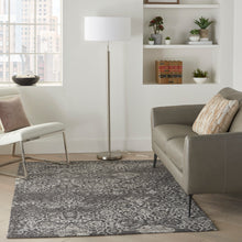 Load image into Gallery viewer, Nourison Damask 4&#39; x 6&#39; Area Rug DAS06 Dark Grey
