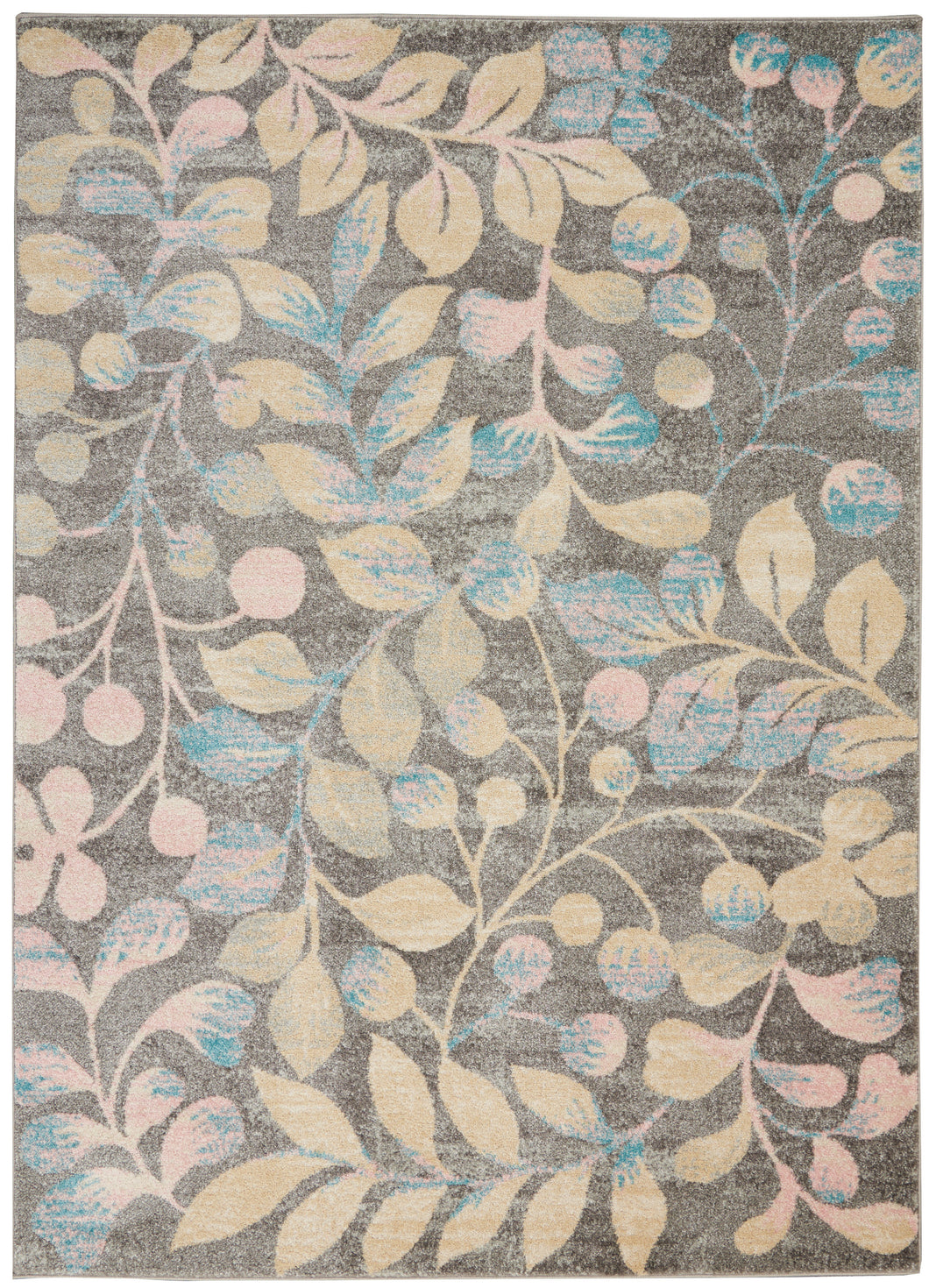Nourison Tranquil TRA03 Beige and Grey 6'x9' Botanical Area Rug TRA03 Grey/Beige