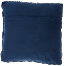 Load image into Gallery viewer, Mina Victory Faux Ruched Rabbit Fur Navy Throw Pillow SN101 20&quot;X20&quot;
