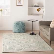 Load image into Gallery viewer, Nourison Interlock 5&#39; x 8&#39; Area Rug ITL06 Ivory/Turquoise
