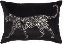 Load image into Gallery viewer, Mina Victory Luminecence Metallic Leopard BlackThrow Pillow AC203 14&quot;X20&quot;
