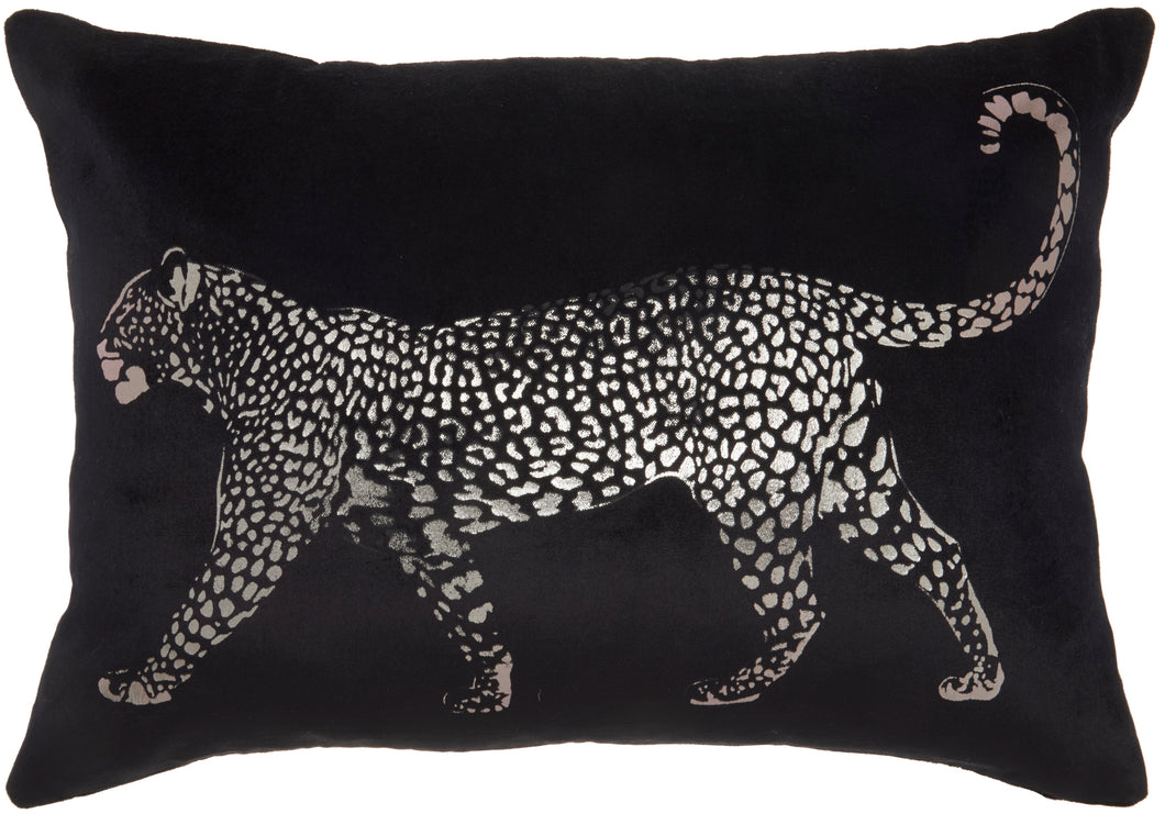 Mina Victory Luminecence Metallic Leopard BlackThrow Pillow AC203 14