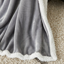 Load image into Gallery viewer, Mina Victory Velvet/Sherpa Lt Grey Throw Blanket SN102 50&quot;X60&quot;
