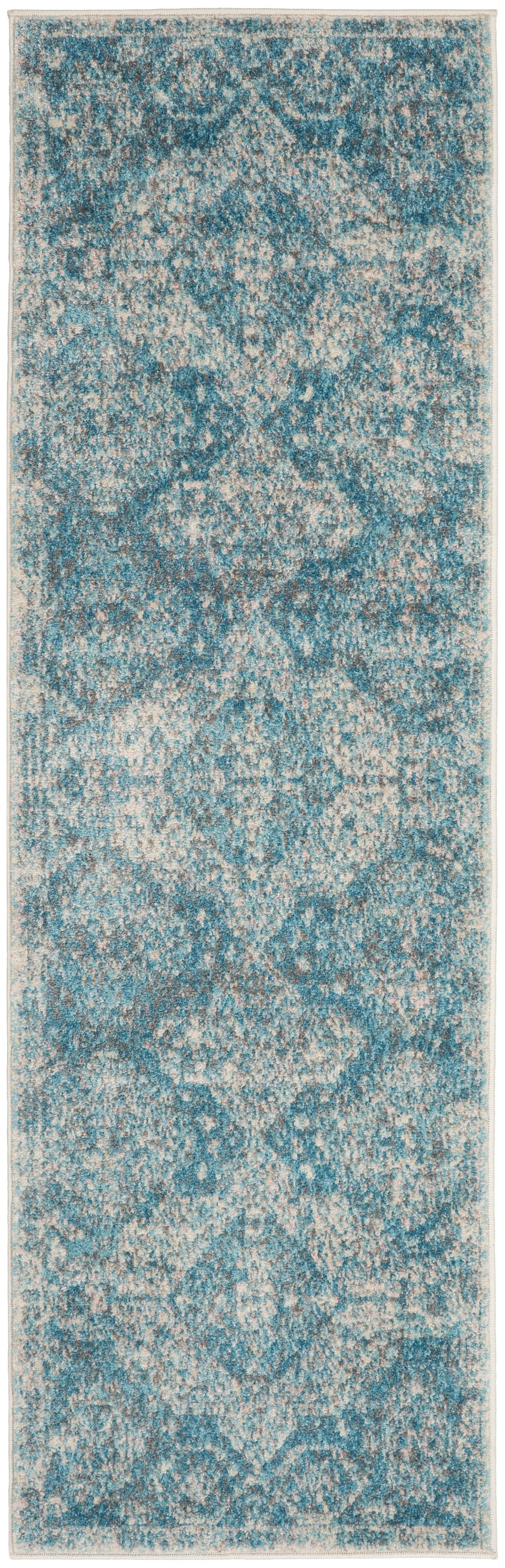 Nourison Tranquil 7' Runner Area Rug TRA13 Lt.Blue/Ivory