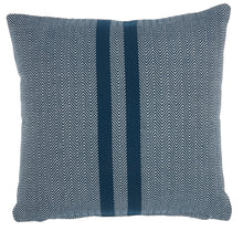 Load image into Gallery viewer, Mina Victory Life Styles Rev Woven Stripe Navy Throw Pillow SS918 18&quot; x 18&quot;
