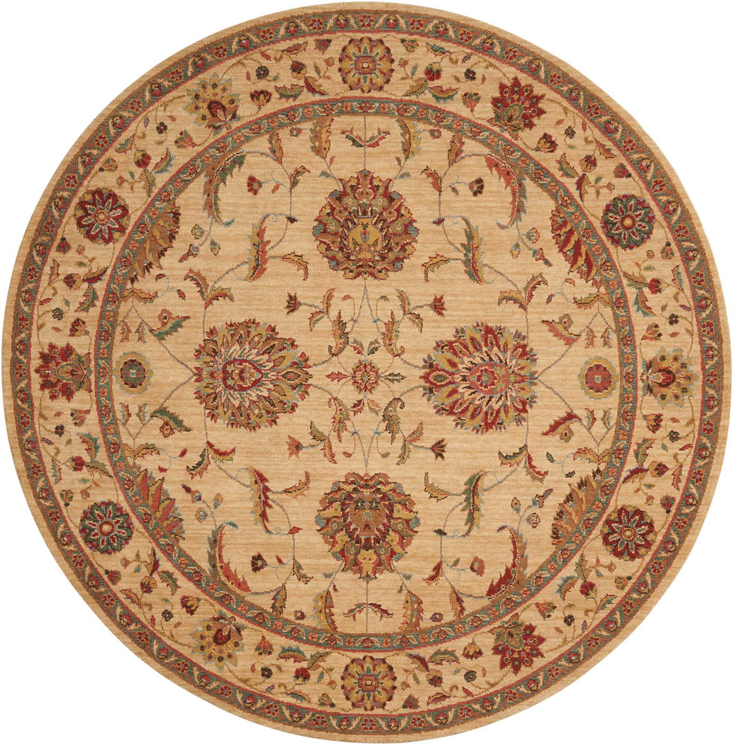 Nourison Living Treasures LI04 Beige and Red 6' Round Area Rug LI04 Ivory