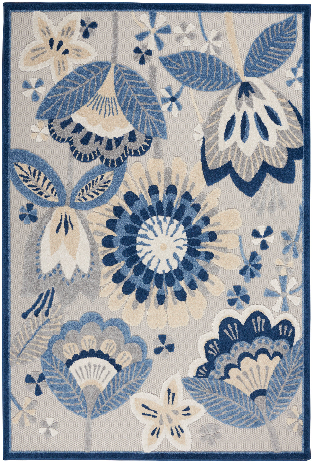 Nourison Aloha 4' x 6' Area Rug ALH25 Blue/Grey