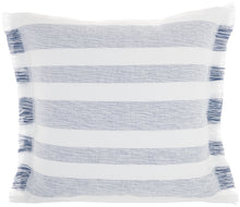 Load image into Gallery viewer, Mina Victory Life Styles Chambray Stripes Navy Throw Pillow SS919 18&quot;X18&quot;
