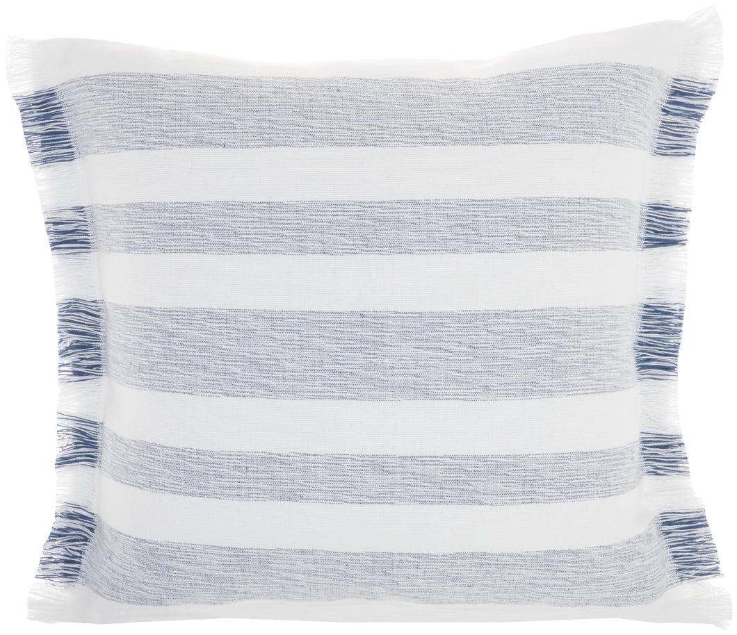 Mina Victory Life Styles Chambray Stripes Navy Throw Pillow SS919 18