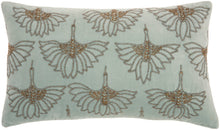 Load image into Gallery viewer, Mina Victory Sofia Beaded Flowers Celadon Throw Pillow AZ534 12&quot;X20&quot;
