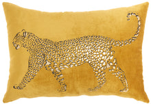 Load image into Gallery viewer, Mina Victory Luminecence Metallic Leopard Gold Pillow AC203 14&quot;X20&quot;
