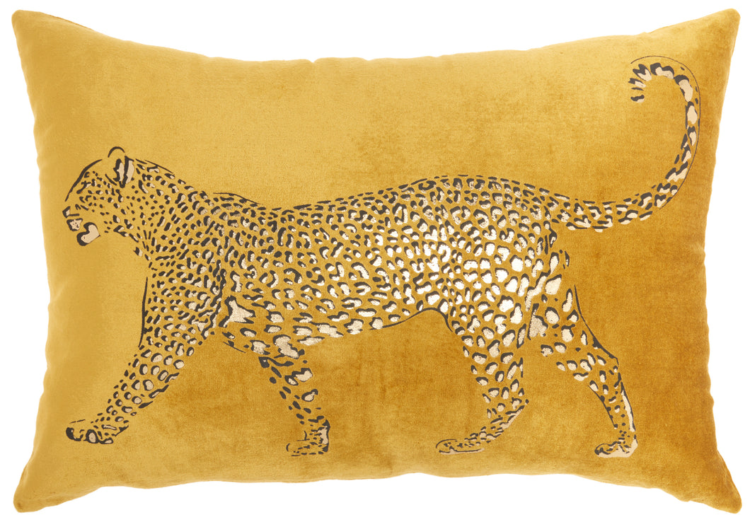 Mina Victory Luminecence Metallic Leopard Gold Pillow AC203 14
